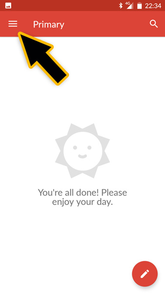פתיחת תפריט Gmail