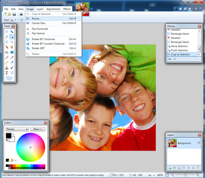פתיחת Resize
